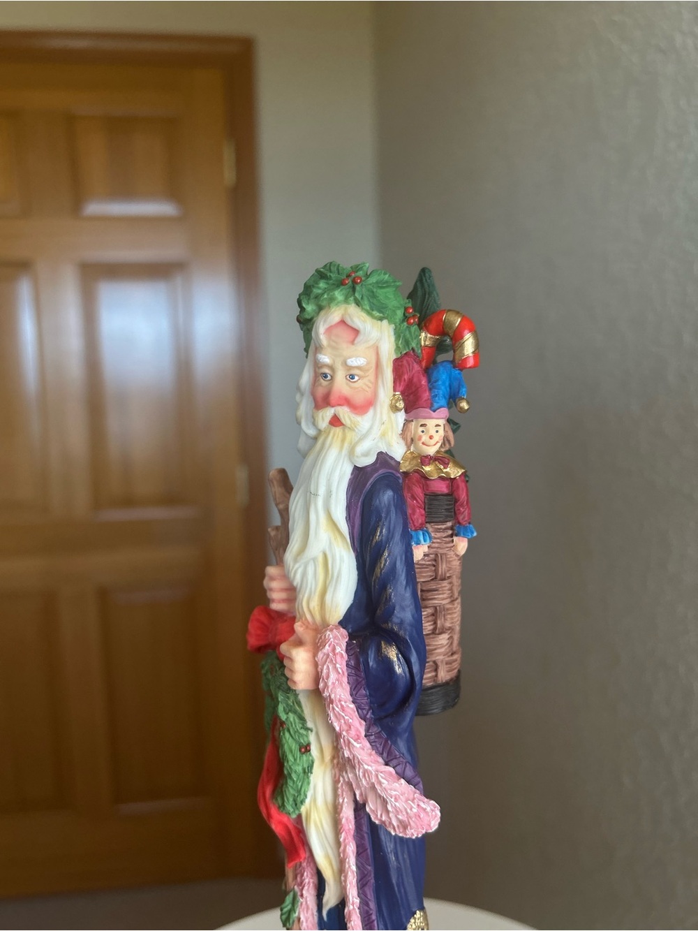 Lenox Blue and Pink Santa with Green Wreath and Gold Accents - Picture 2 of 6